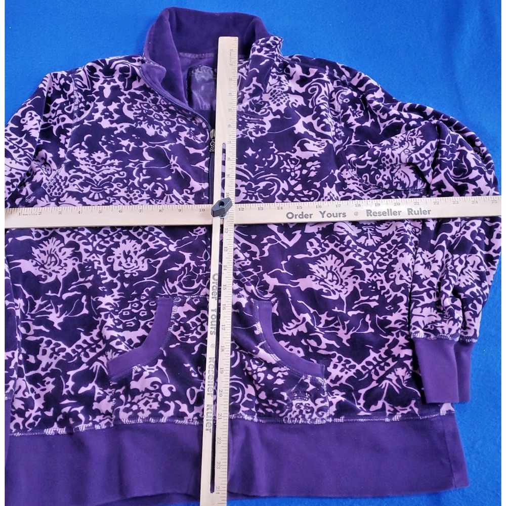 Oleg Cassini Sport Luxe Velour Jacket Womens XL Purple Y2K Track Zip Up - Picture 8 of 15